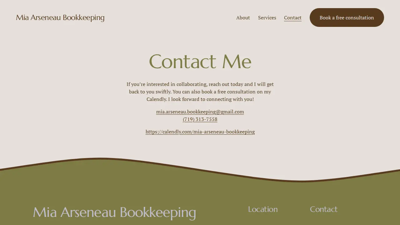 Mia Arseneau Bookkeeping page
