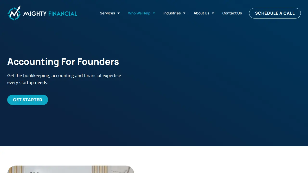 Mighty Financial page