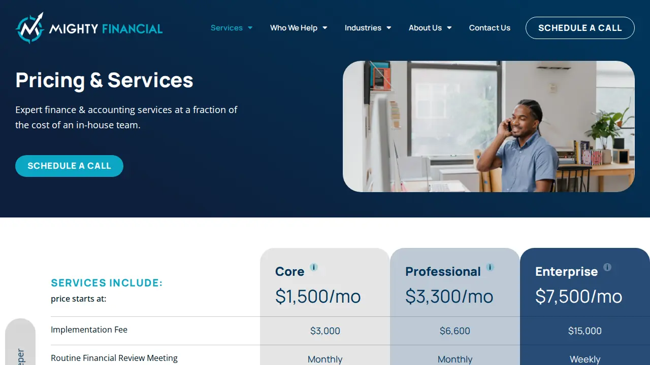 Mighty Financial page