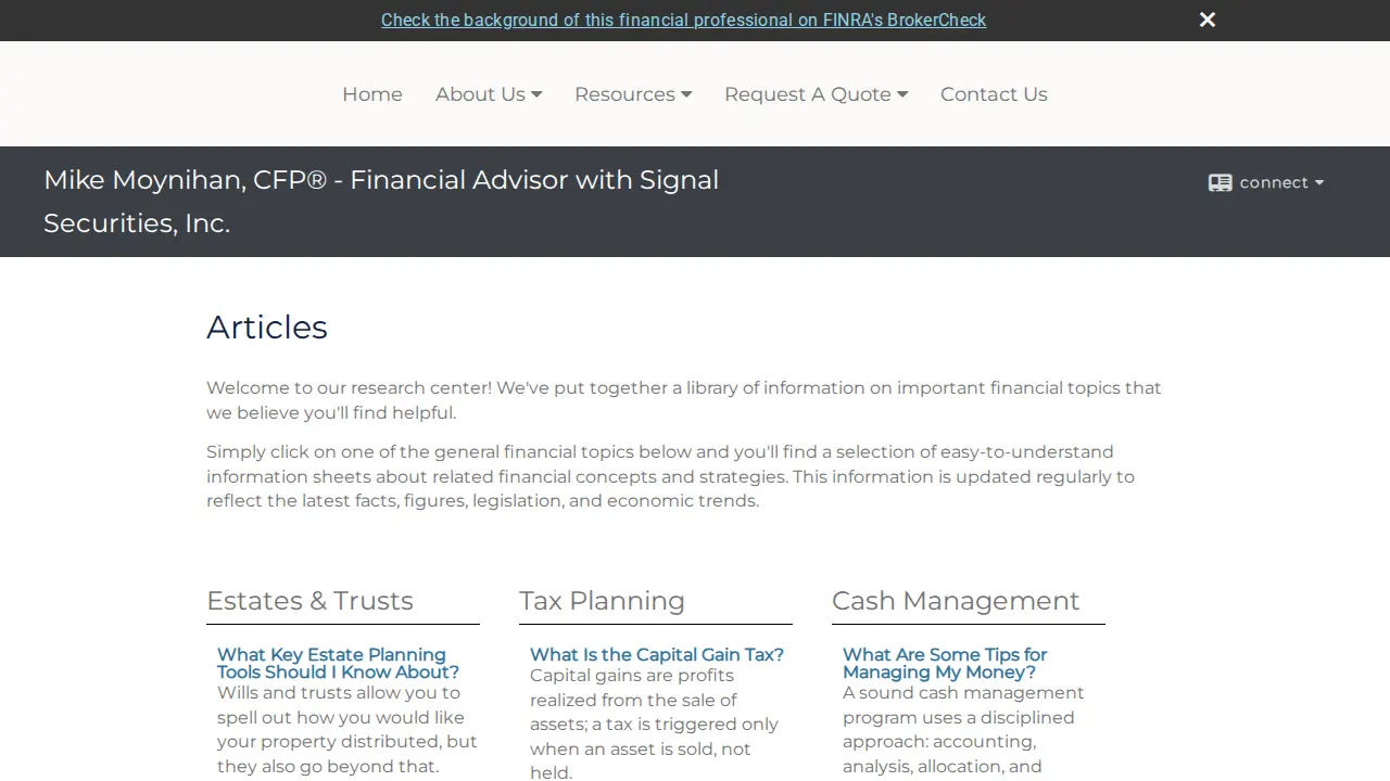 Mike Moynihan, CFP - Financial Advisor with Signal Securities, Inc. page