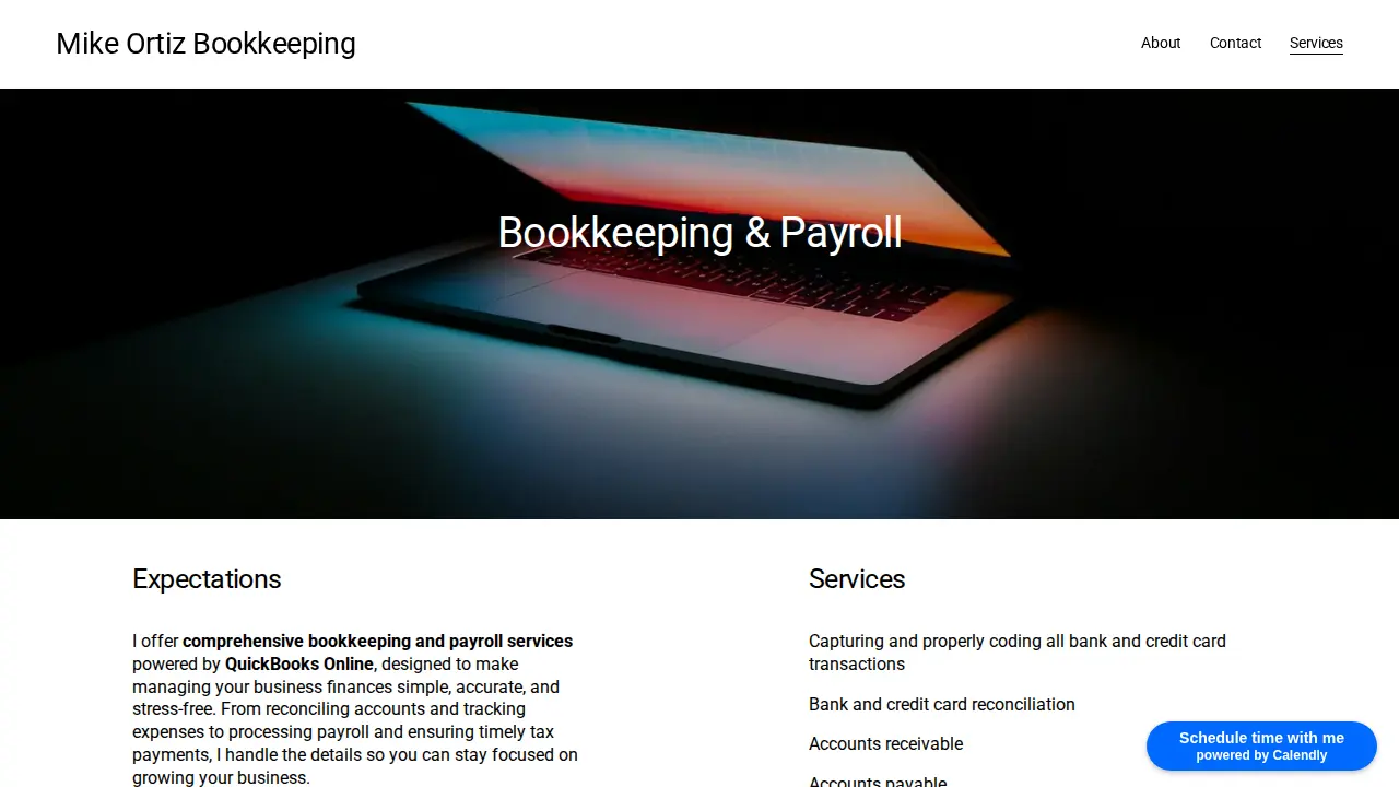 Mike Ortiz Bookkeeping page