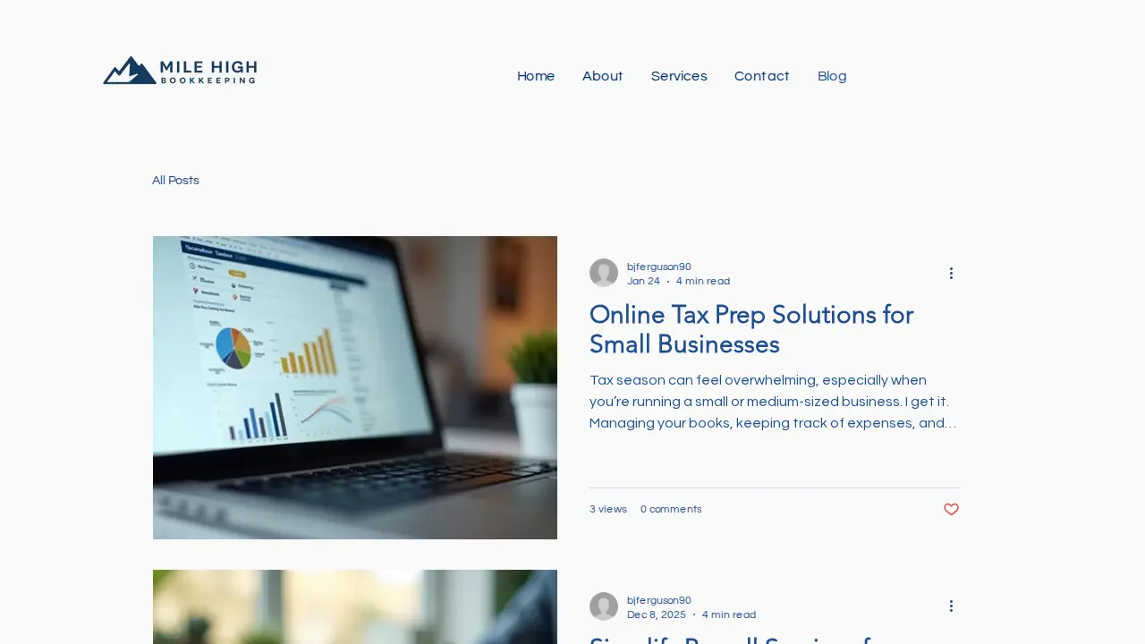 Mile High Bookkeeping page