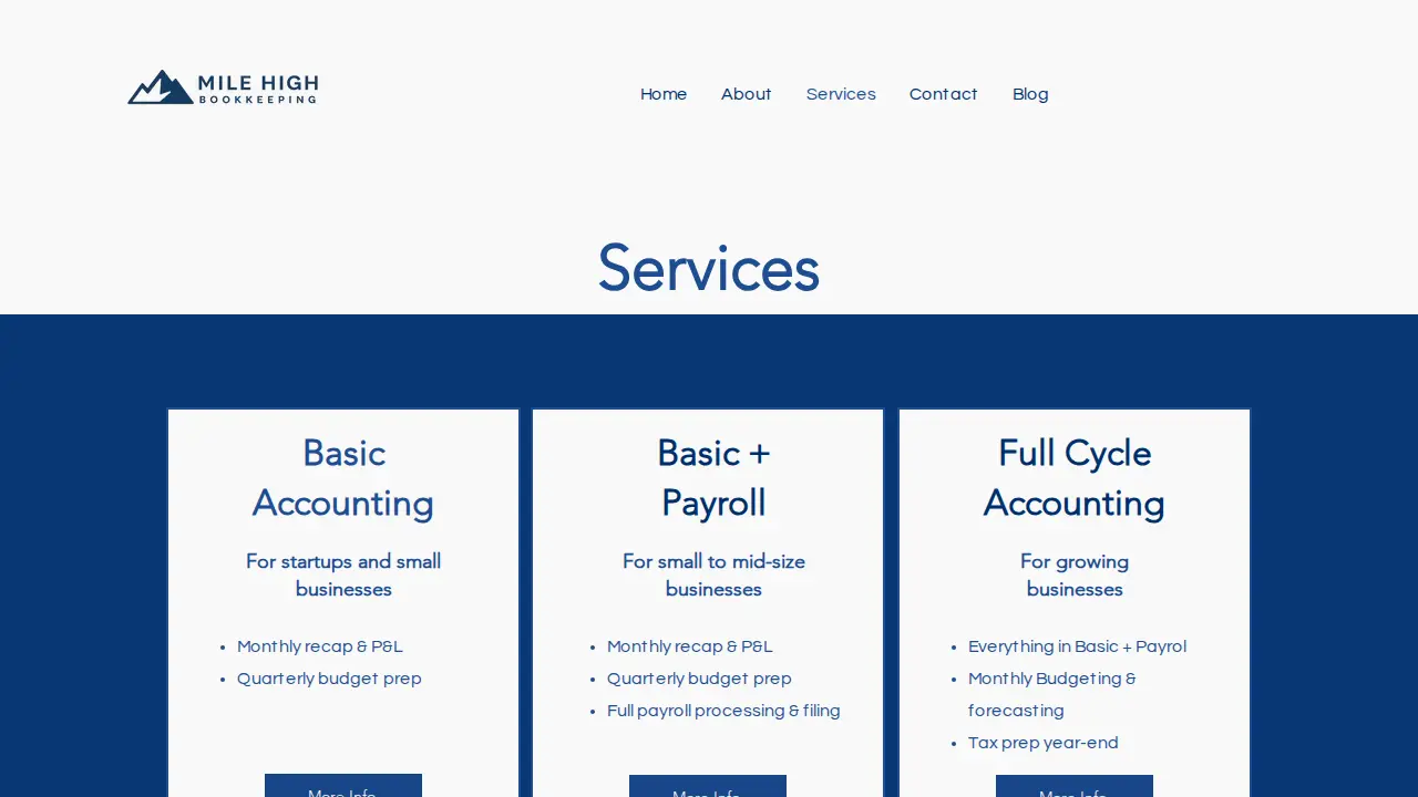 Mile High Bookkeeping page