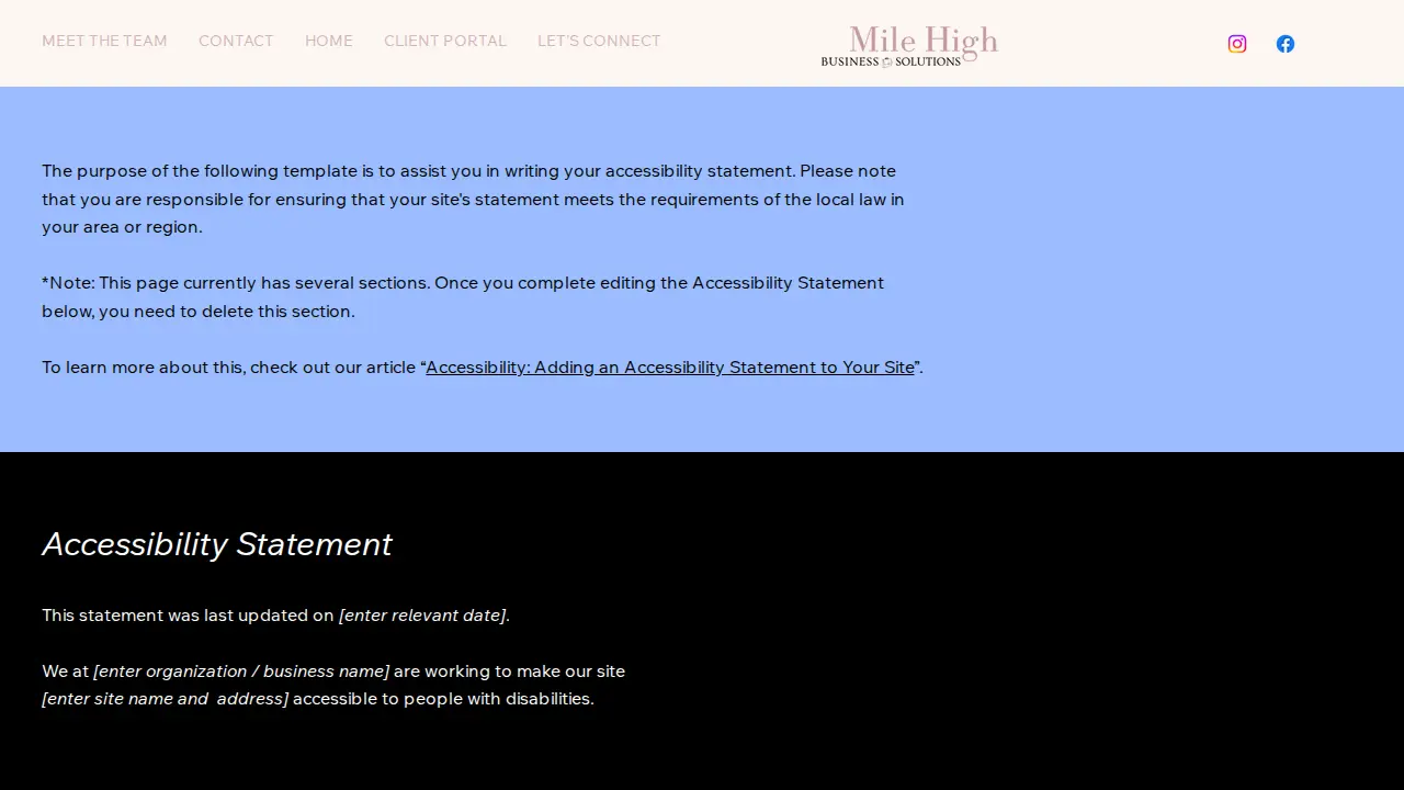 Mile High Business Solutions page