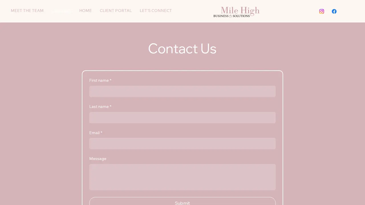 Mile High Business Solutions page