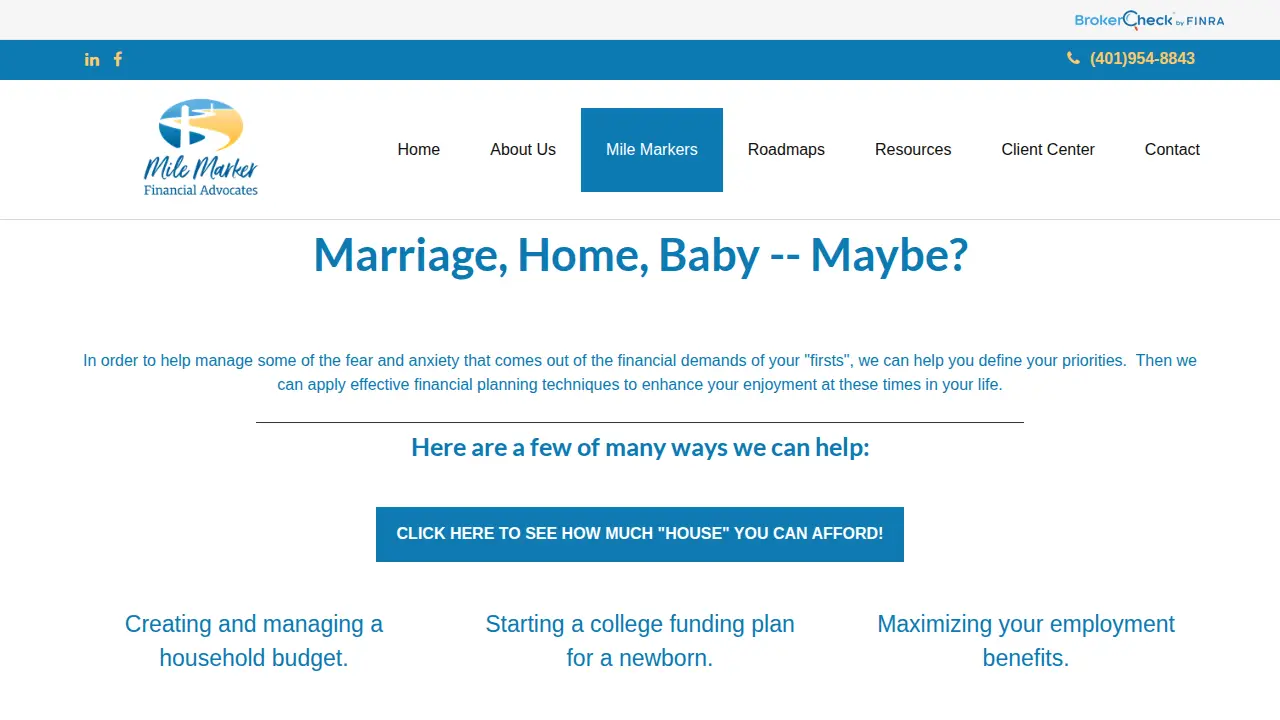 Mile Marker Financial Advocates page