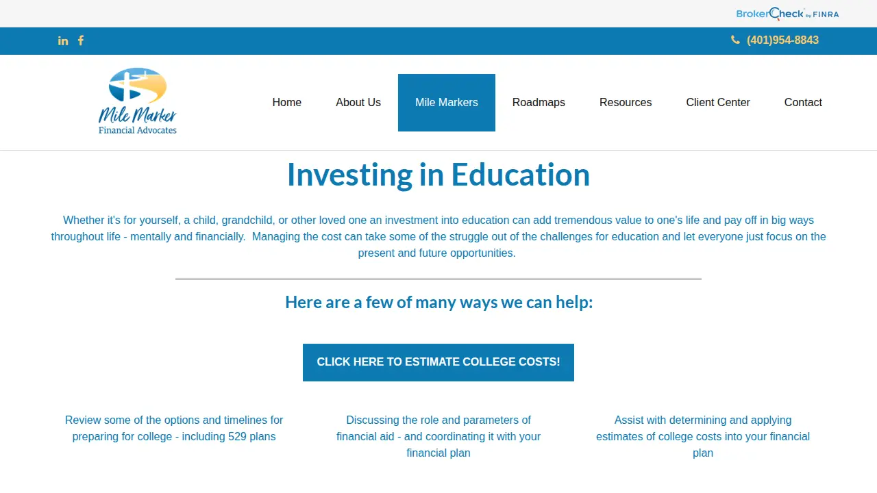 Mile Marker Financial Advocates page