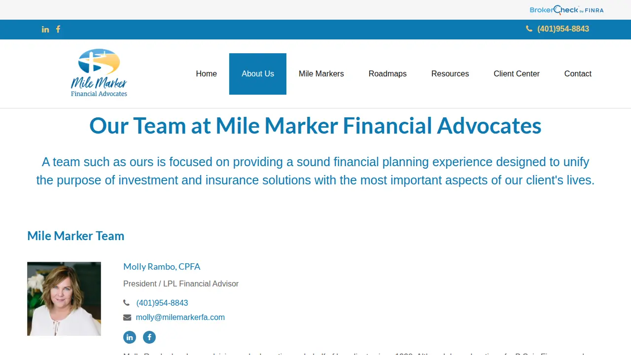 Mile Marker Financial Advocates page