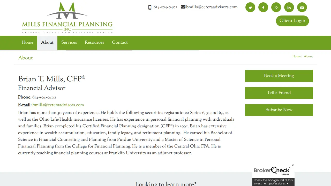Mills Financial Planning,Inc. page