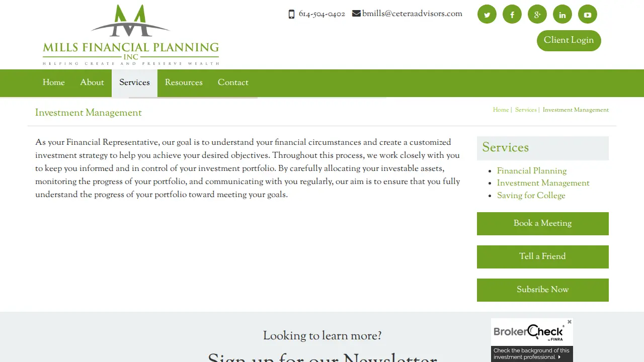 Mills Financial Planning,Inc. page
