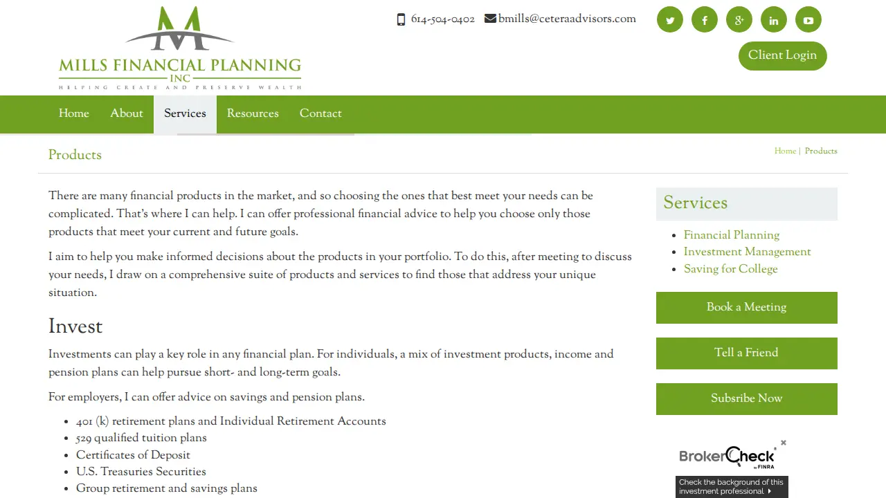 Mills Financial Planning,Inc. page