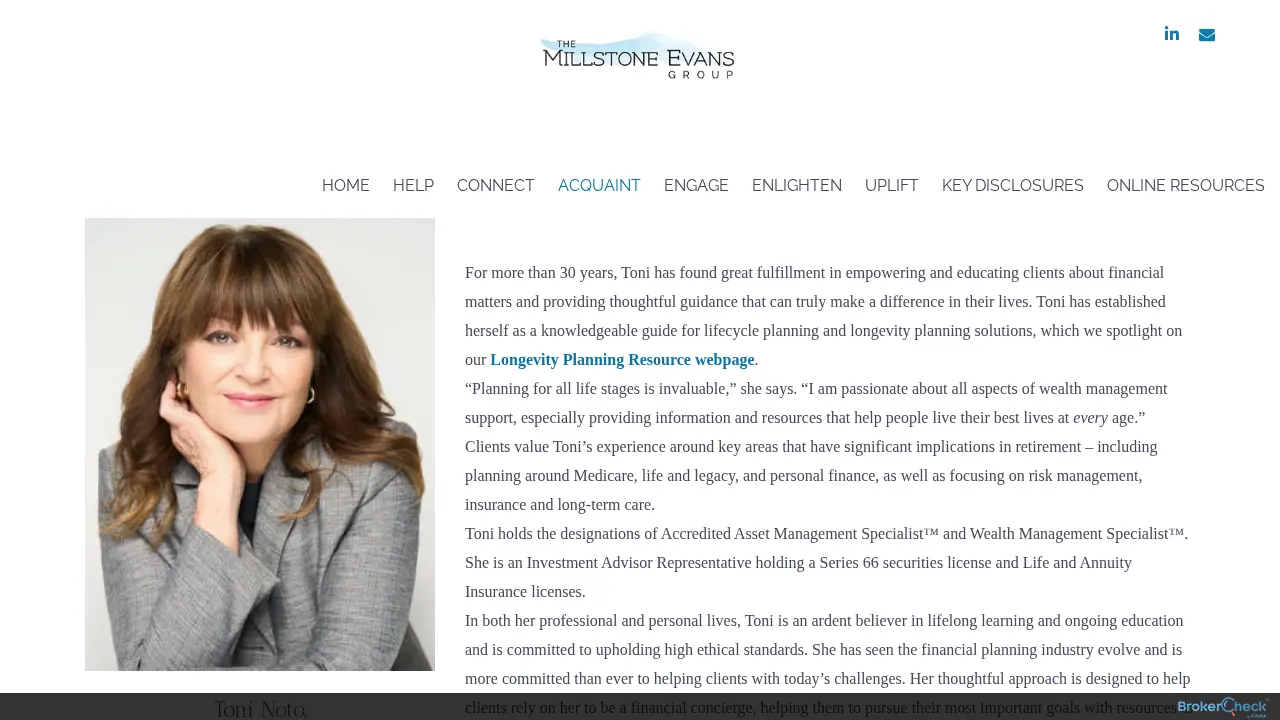 The Millstone Evans Group page