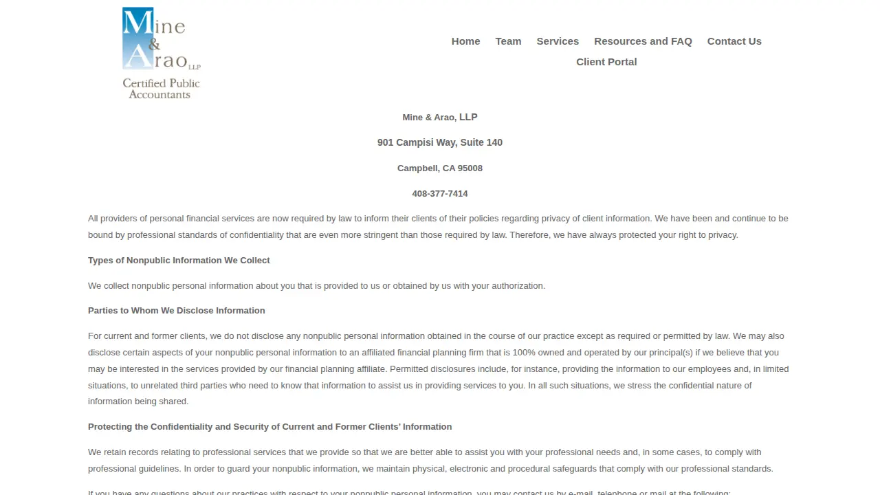 Mine & Arao LLP: Bud T Mine & John T Arao CPAs page