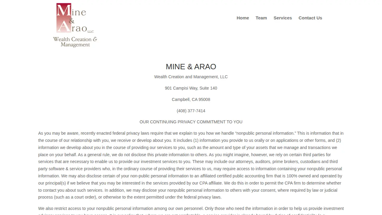 Mine & Arao LLP: Bud T Mine & John T Arao CPAs page