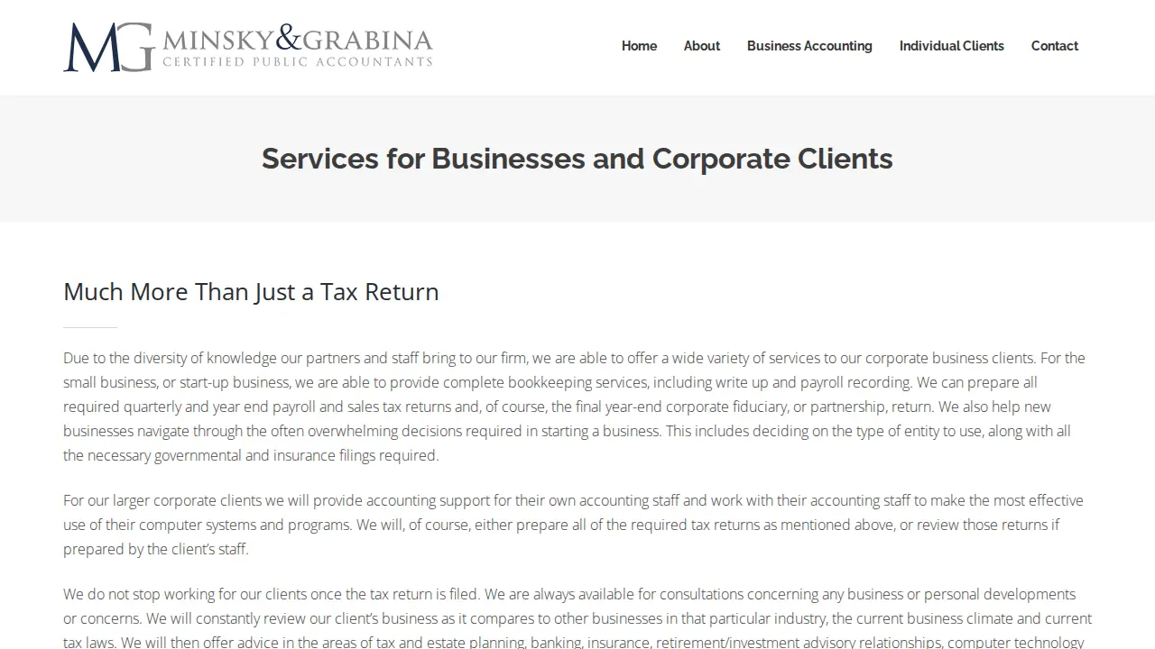 Minsky & Grabina Cpa's Pllc page