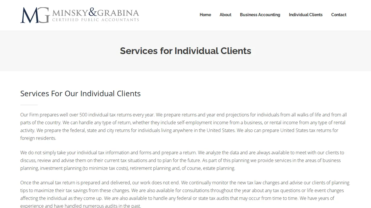 Minsky & Grabina Cpa's Pllc page