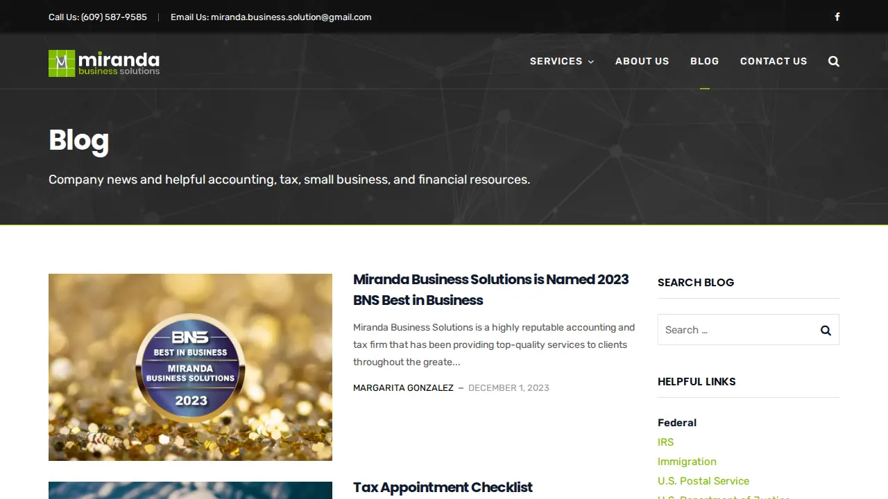 Miranda Consulting Services page