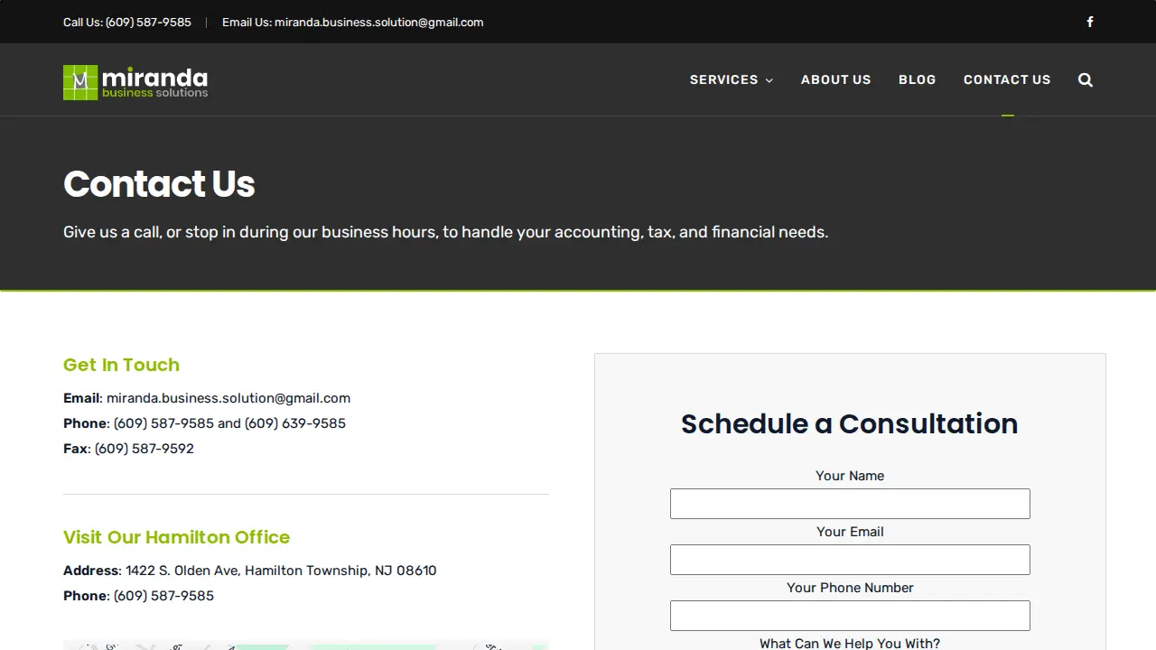 Miranda Consulting Services page