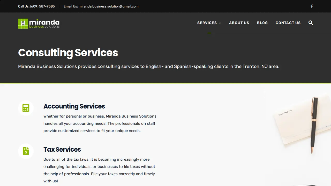 Miranda Consulting Services page