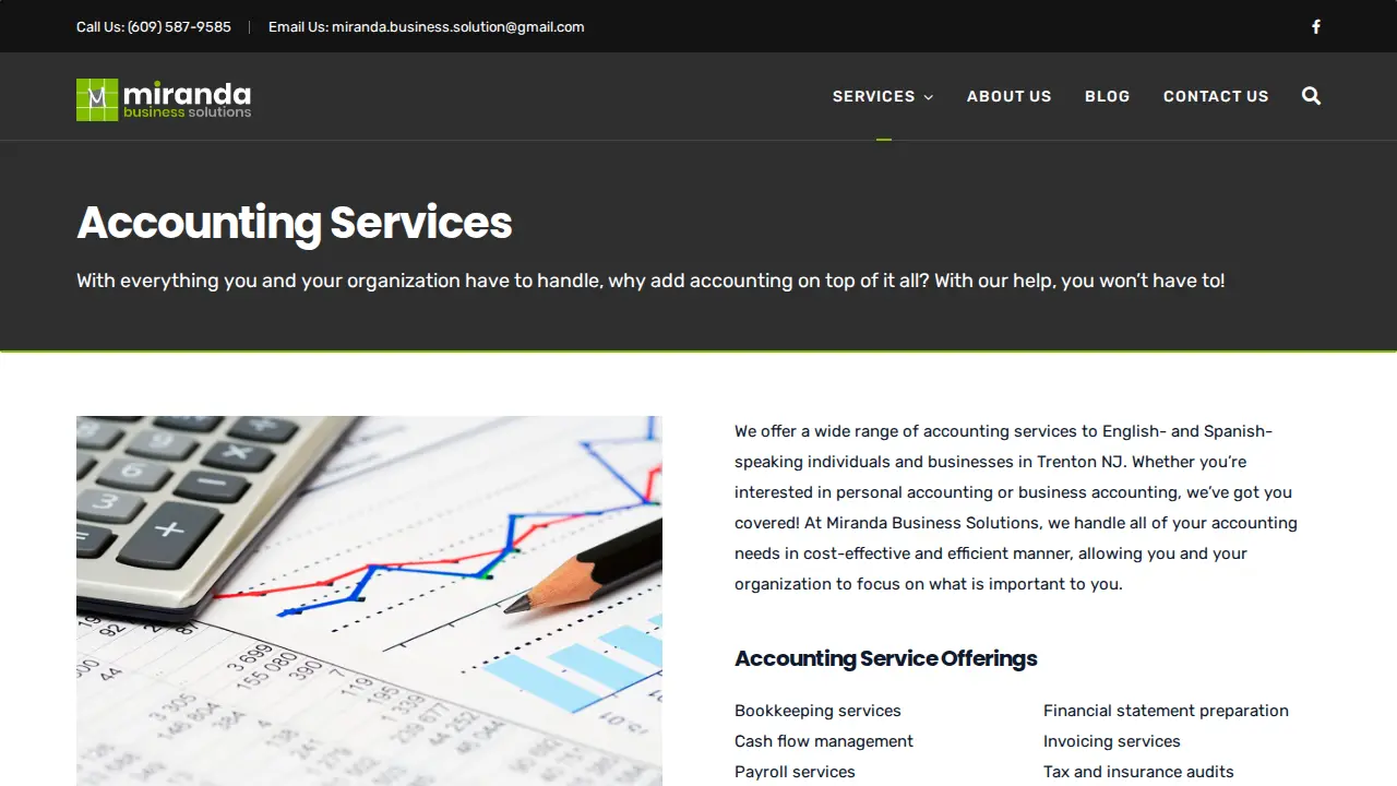 Miranda Consulting Services page