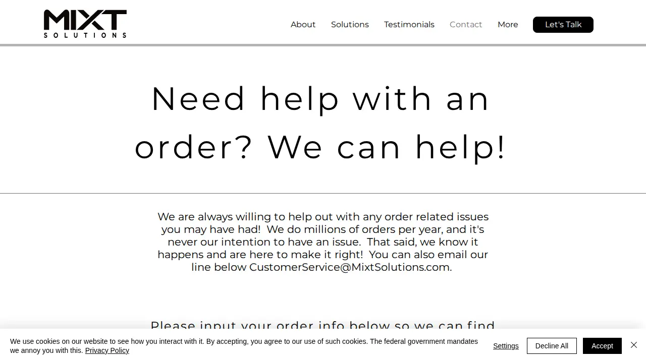 Mixt Solutions page