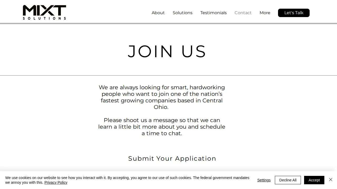 Mixt Solutions page