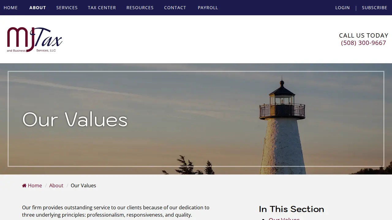 MJ Tax & Business Services, LLC page