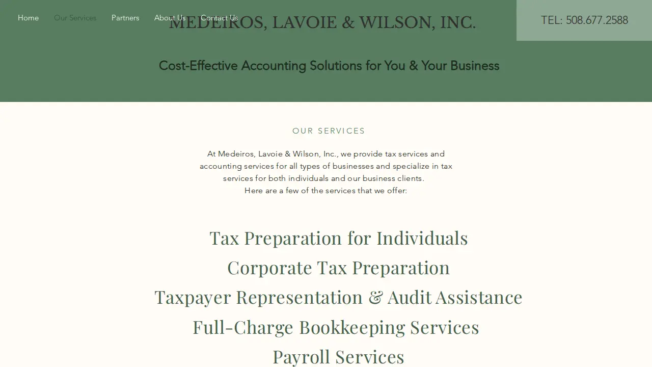 Medeiros Lavoie and Wilson Inc page