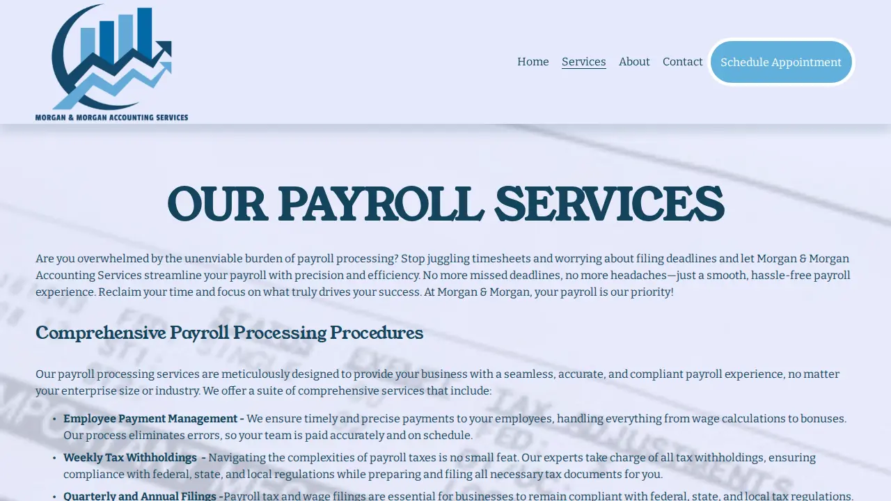 Morgan & Morgan Accounting Services page