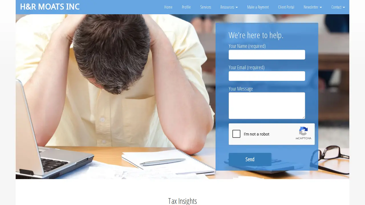 Mobil Tax Service page