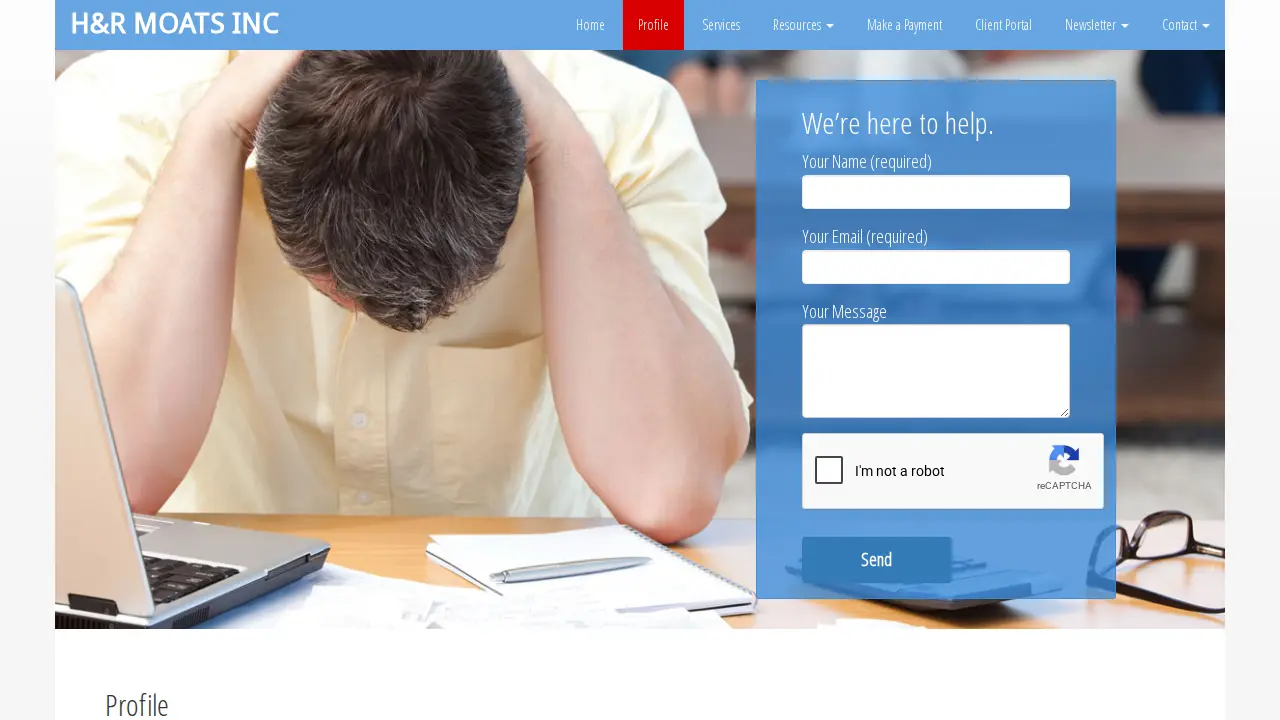 Mobil Tax Service page