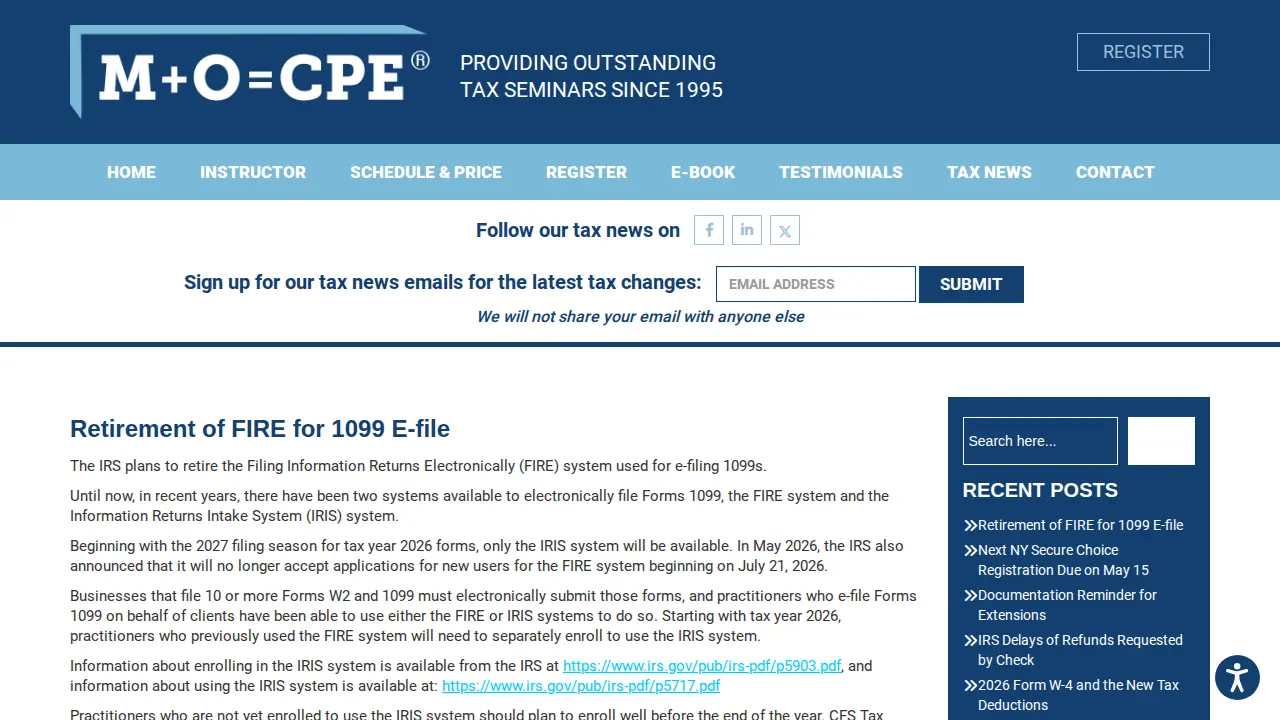 M + O = CPE, Vincent J. O'Brien, CPA page