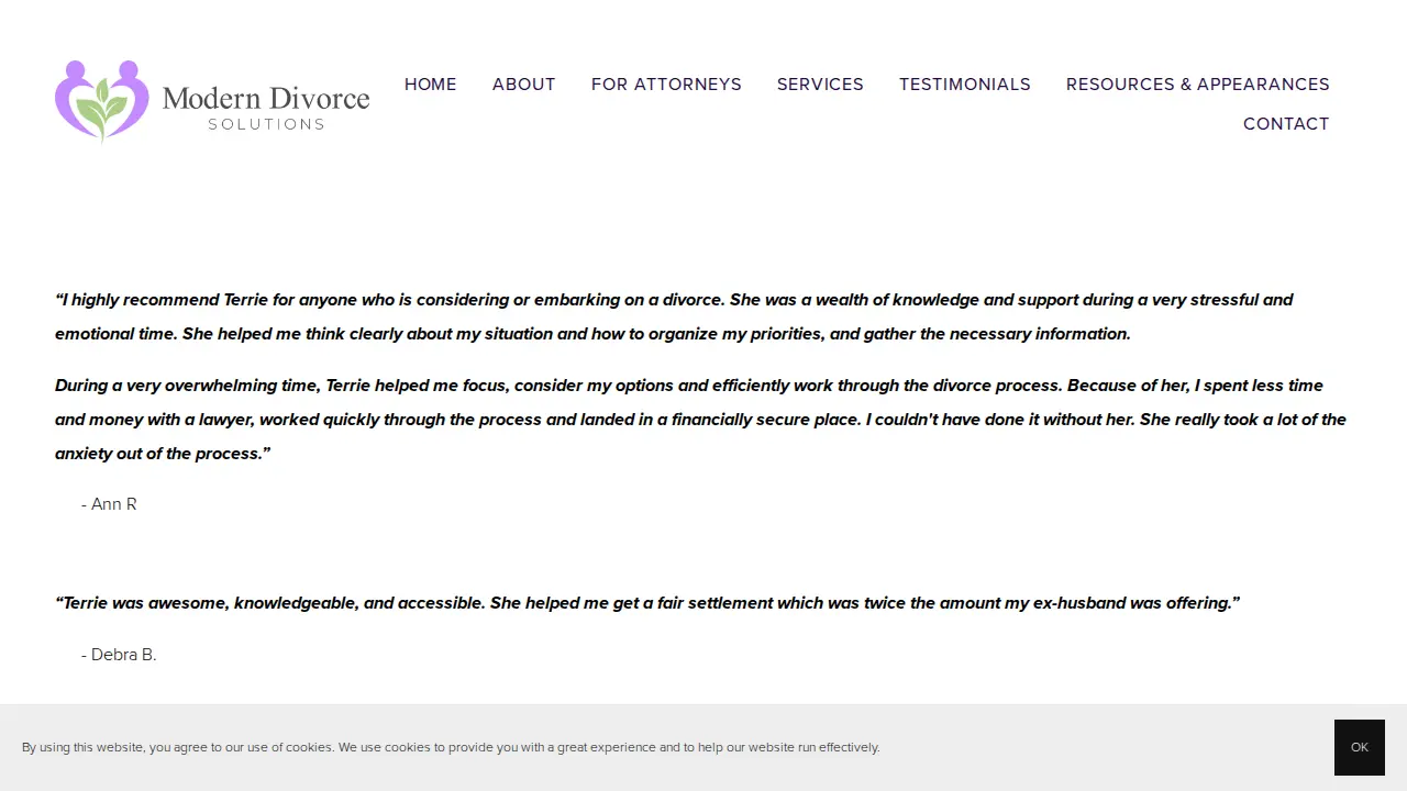 Modern Divorce Solutions page