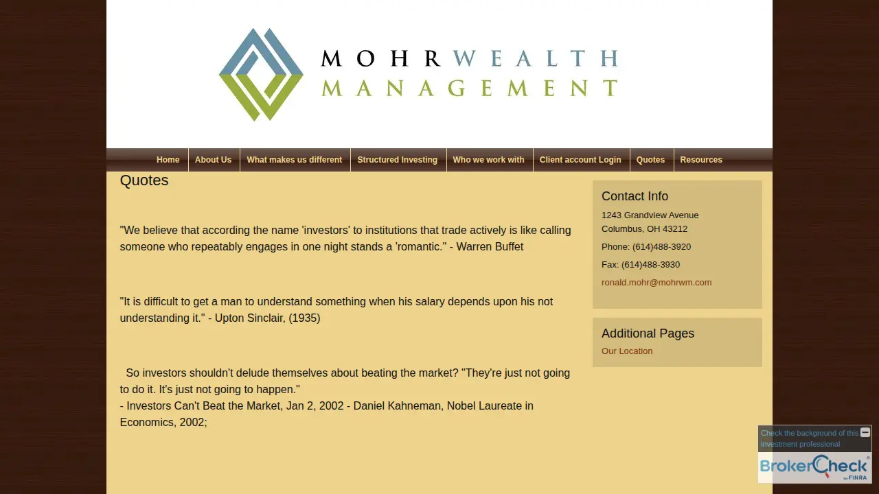 Mohr Wealth Management page