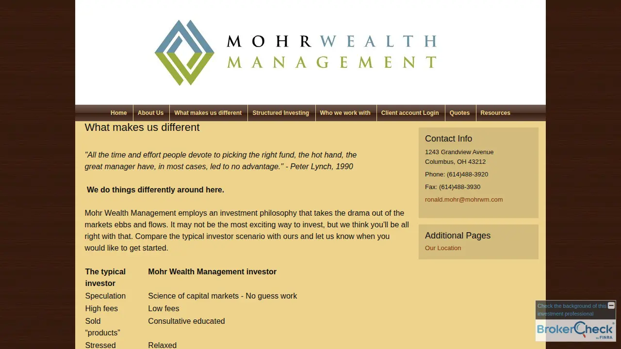 Mohr Wealth Management page
