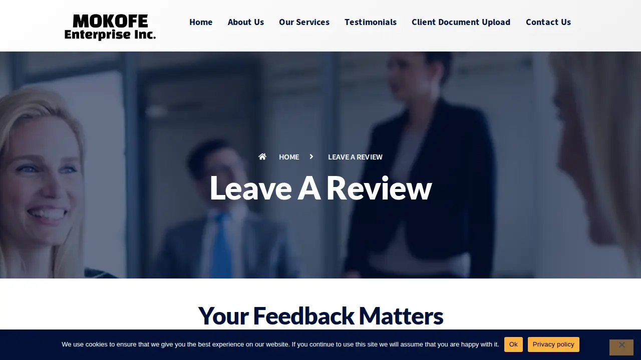 MOKOFE ENTERPRISE INC. page