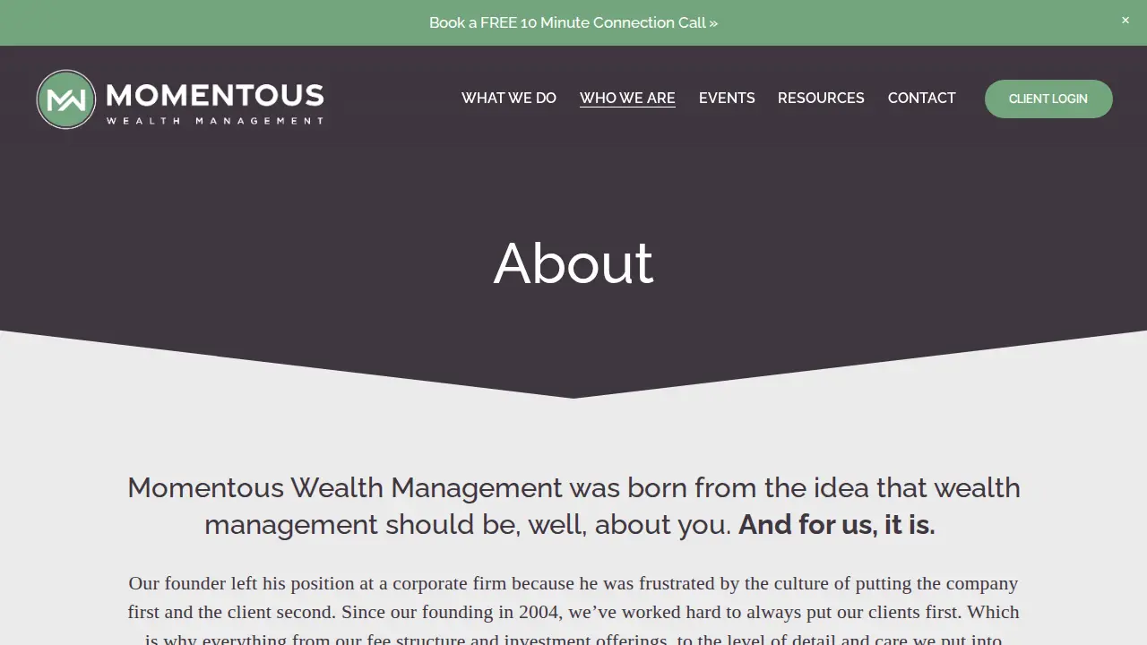 Momentous Wealth Management page