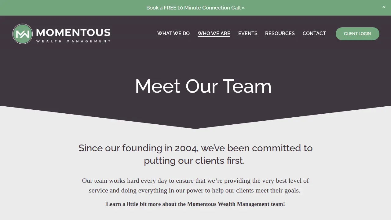 Momentous Wealth Management page
