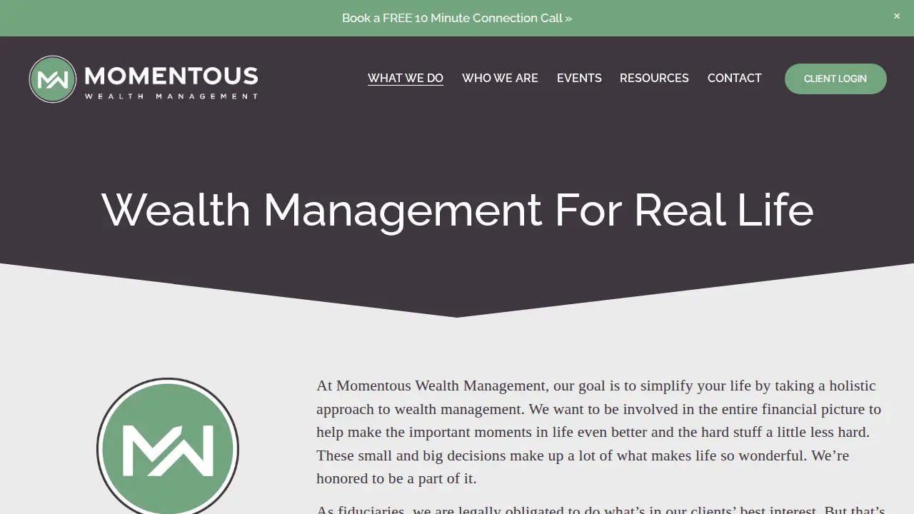 Momentous Wealth Management page