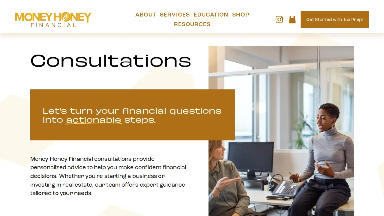 Money Honey Financial page