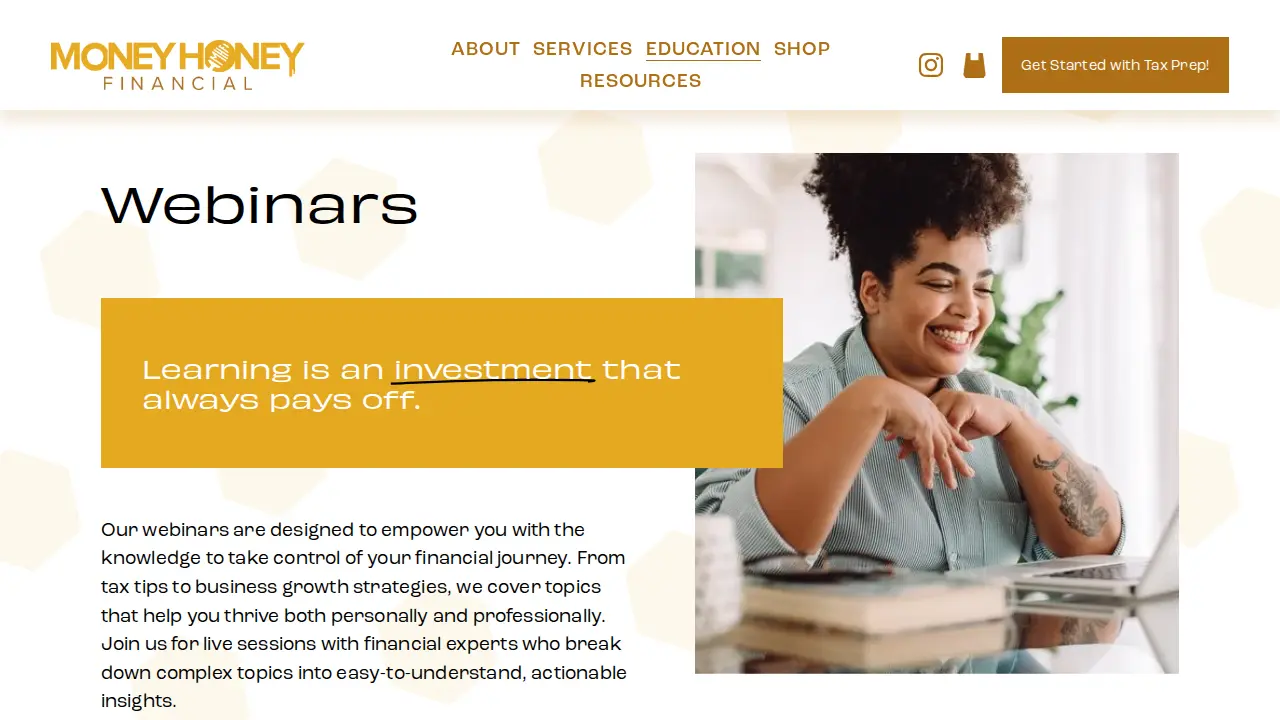 Money Honey Financial page