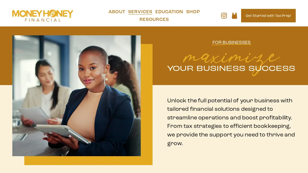 Money Honey Financial page