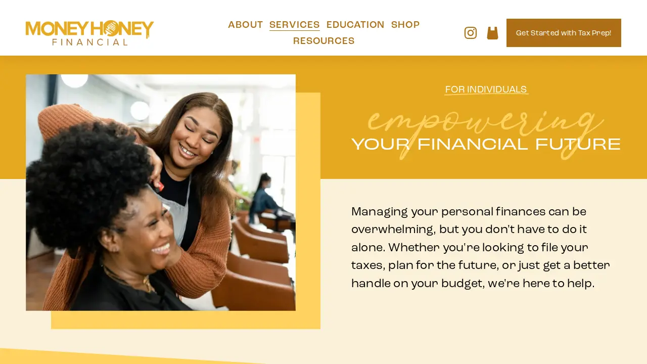 Money Honey Financial page