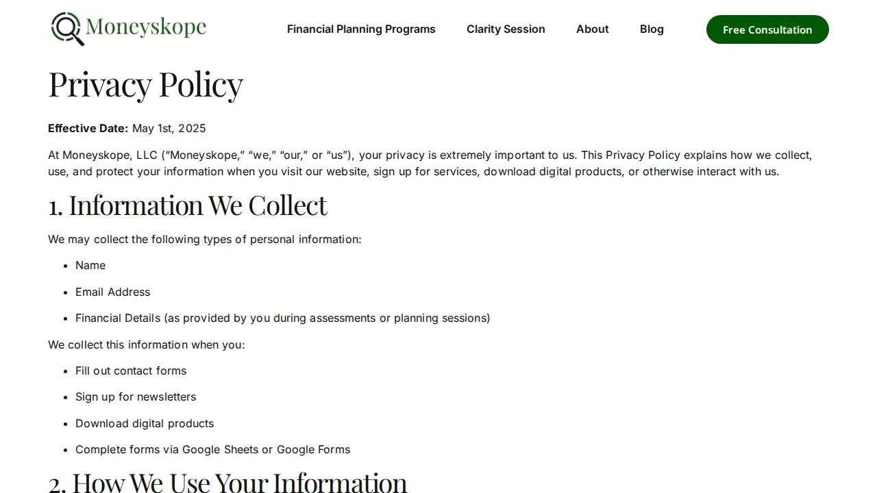 Moneyskope page