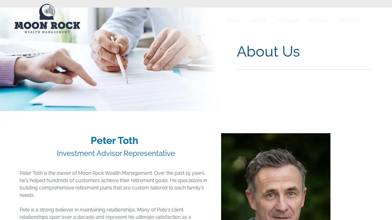 Moon Rock Wealth Management page