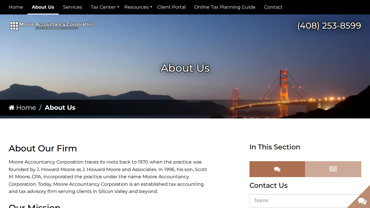 Moore Accountancy Corporation page