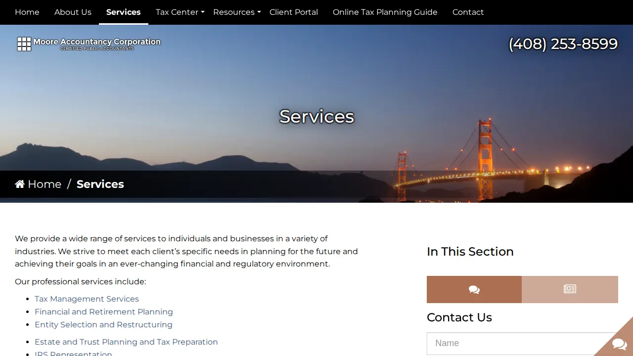 Moore Accountancy Corporation page