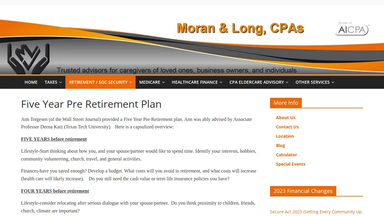 Moran and Long, CPA's page