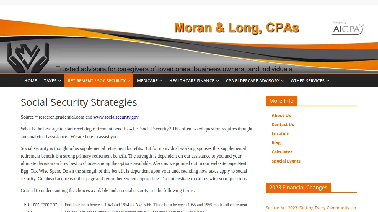 Moran and Long, CPA's page