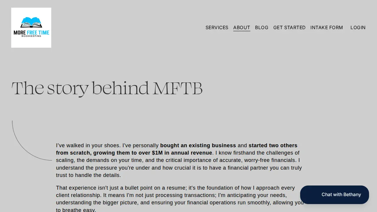 More Free Time Bookkeeping page